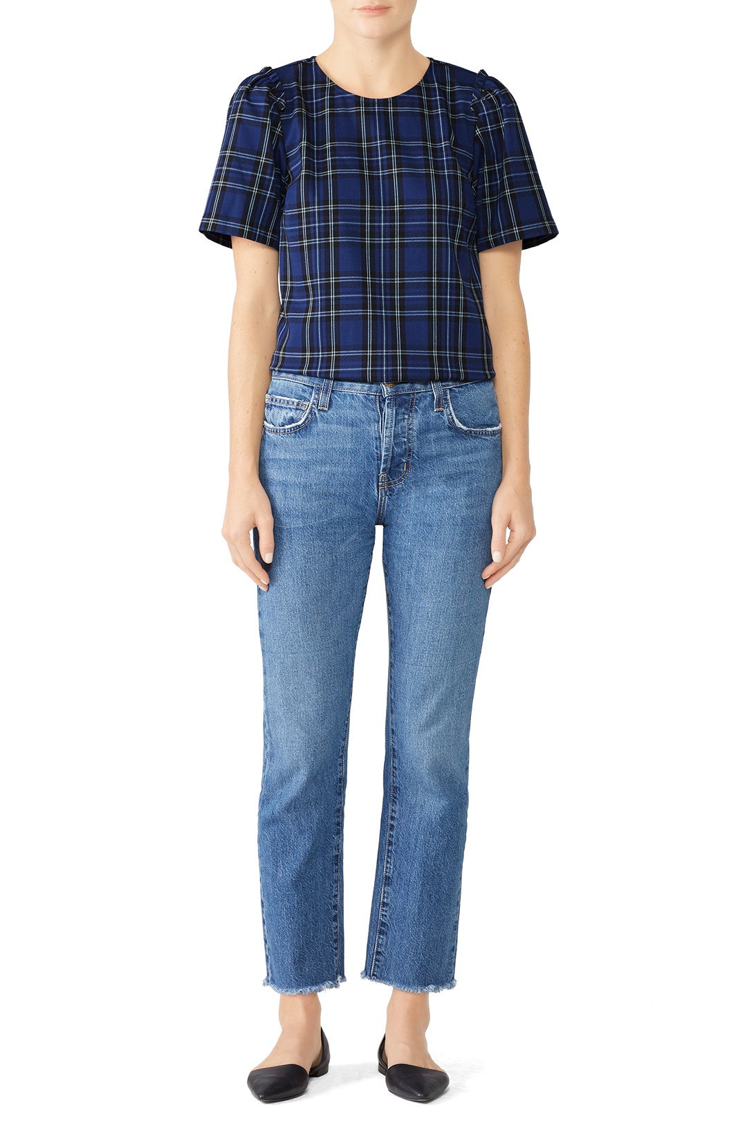 Plaid Puff Sleeve Blouse by Draper James 0
