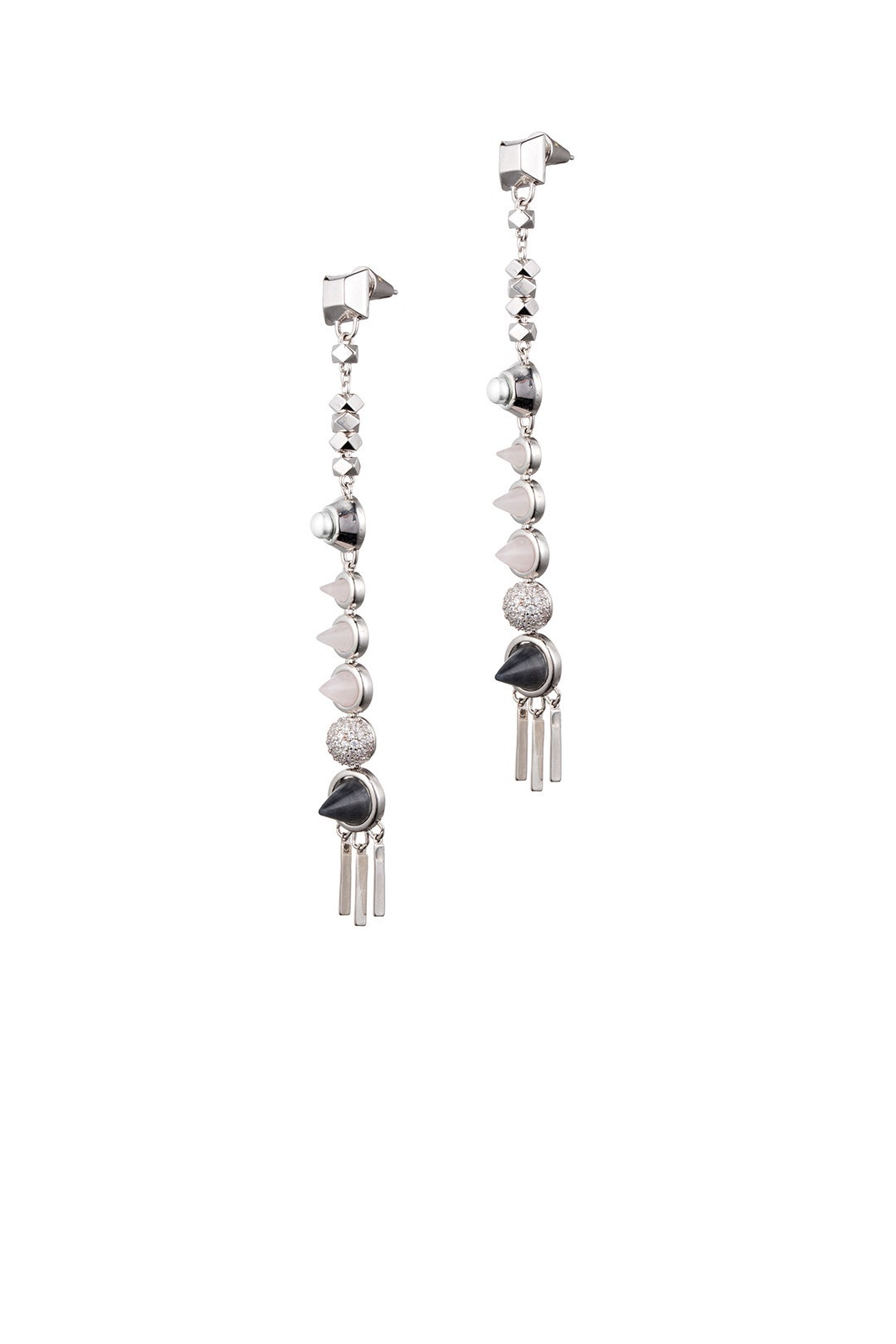 Silver Assemblage Drop Earrings by Eddie Borgo