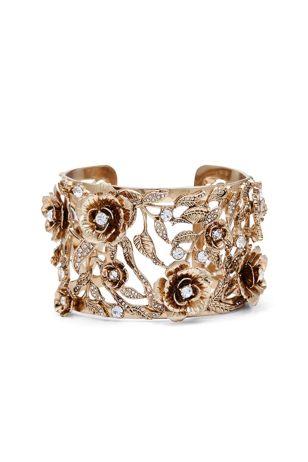 Gold Floral Enchanted Cuff by Marchesa Jewelry