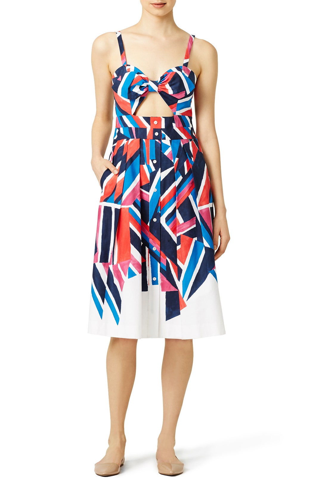 Inkblock Print Jordan Tie Dress by Milly 0