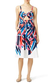 Inkblock Print Jordan Tie Dress by Milly