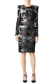 Silver Black Sequin Sheath by NAEEM KHAN