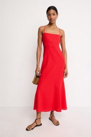 Linen Sculpted Midi Dress by Toccin