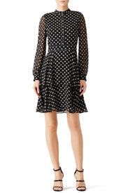 Black Polka Dot Chiffon Dress by Tory Burch