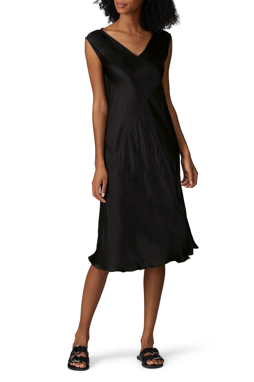 Satin V-Neck Shift Dress by ATM Anthony Thomas Melillo 0