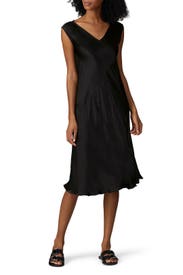 Satin V-Neck Shift Dress by ATM Anthony Thomas Melillo