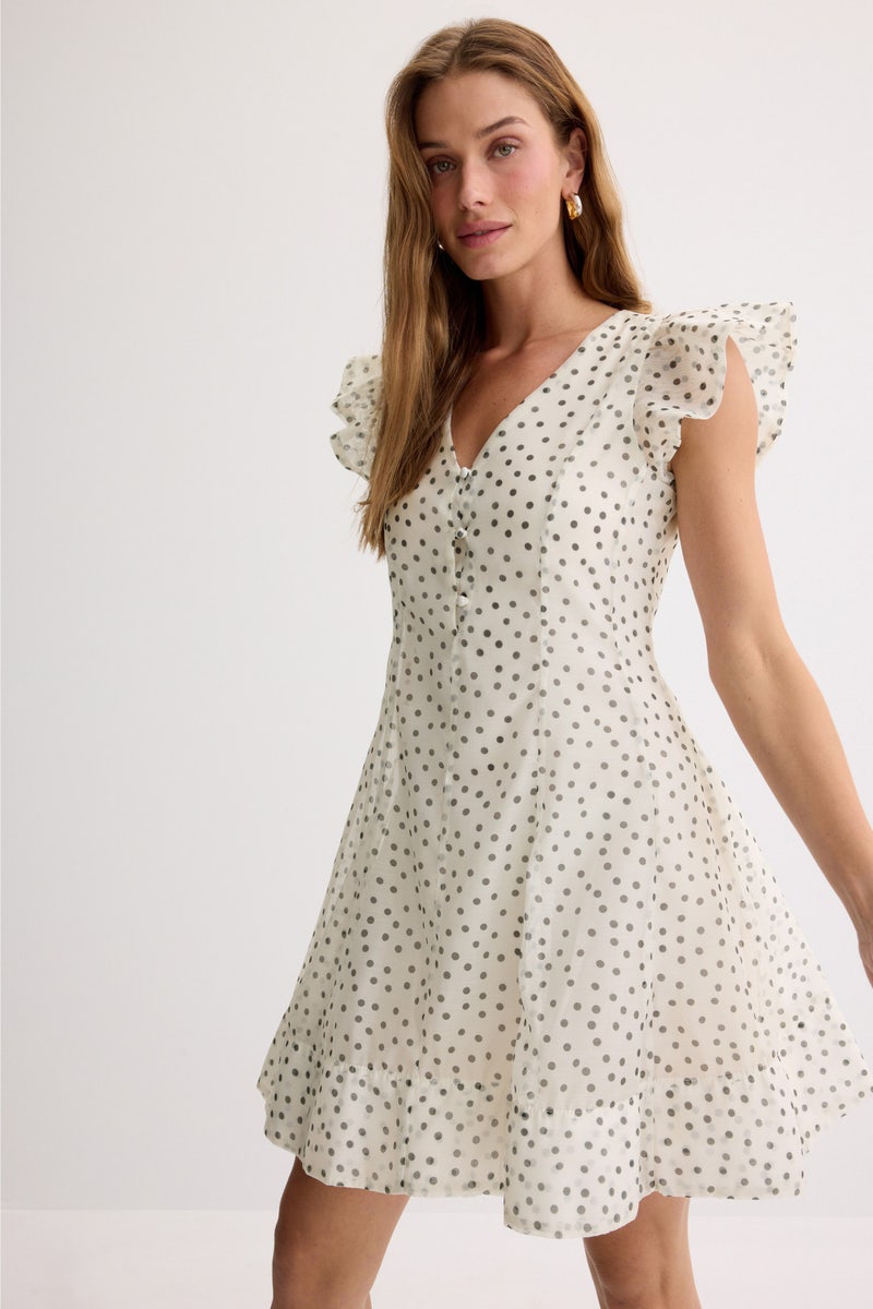 Tie Waist Flutter Sleeve Dress by CeCe - Photo 0