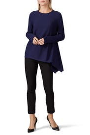 Blue Asymmetrical Knit Pullover by Derek Lam 10 Crosby x RTR