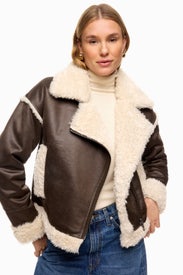 Cropped Shearling Biker Jacket by NVLT