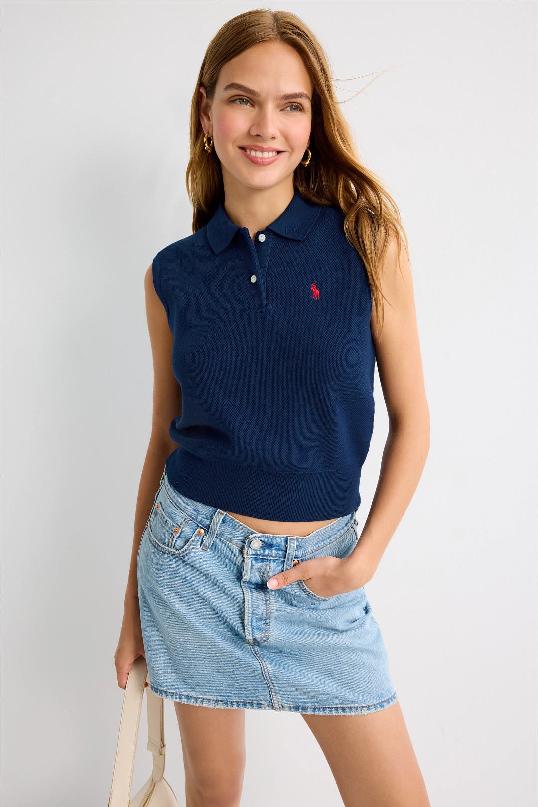 POLO Ralph Lauren レディース ベスト US M ネイビー Pima Collared Vest by Polo Ralph Lauren | Rent the Runway