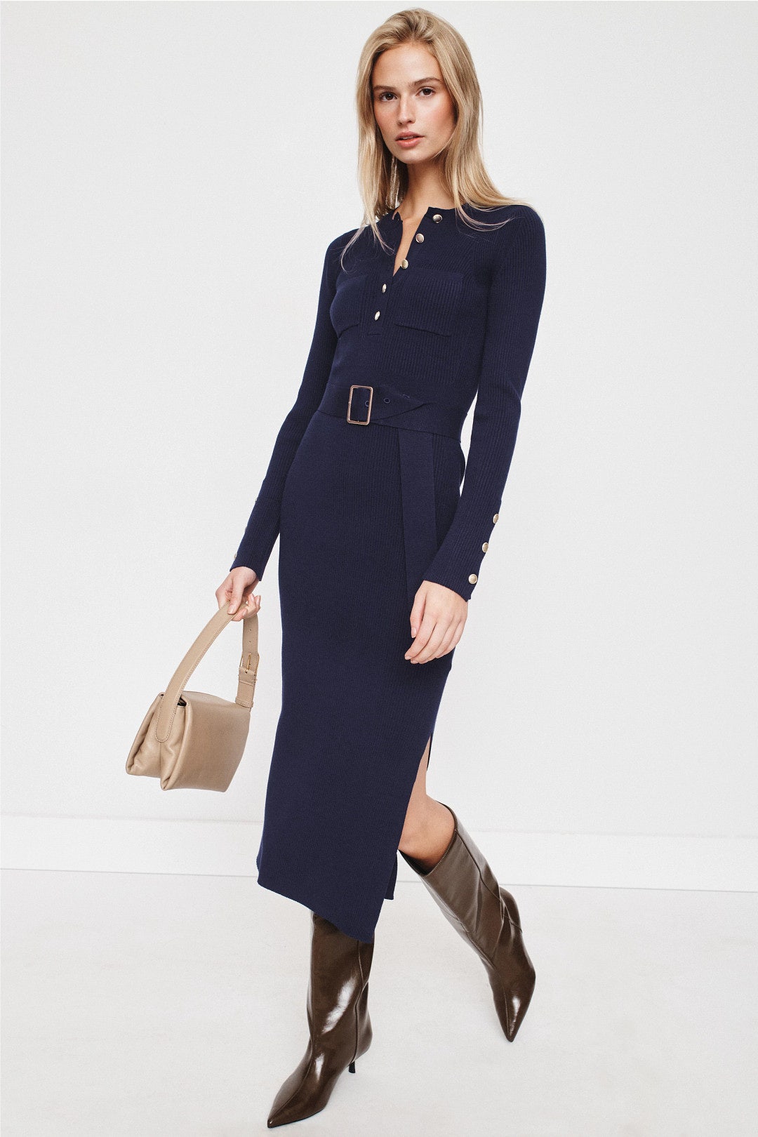 Willa Ribbed Midi Dress by Reiss 0