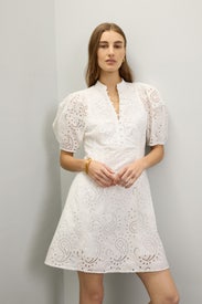 Eyelet Balloon Sleeve Mini Dress by Club Monaco