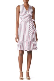 Stripe Faux Wrap Tank Dress by Draper James