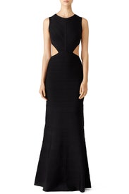 Black Cassandra Signature Essentials Gown by Hervé Léger