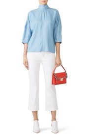 Chambray Drape Sculpted Top by Tibi