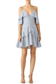 Blue Striped Astrid Ruffle Dress by Nicholas