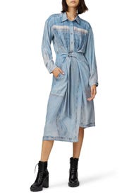 Blue Printed Silk Dress by Colovos