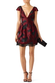 Bordeaux Peeking Lace Dress by ML Monique Lhuillier