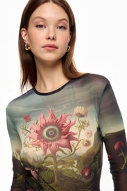 Rose Printed Mesh Top by Monse