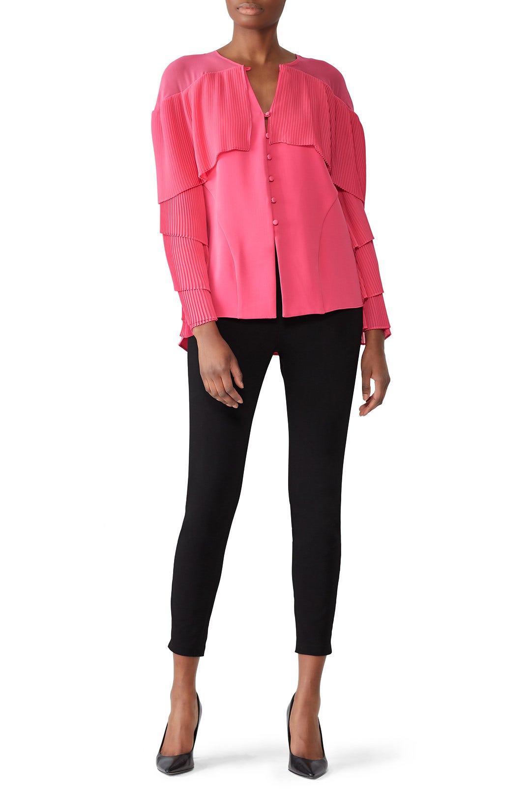 Pink Pleated Sleeve Blouse by Prabal Gurung x RTR 0