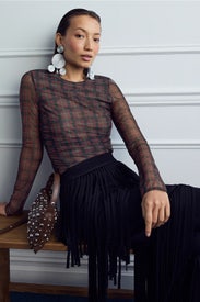 Plaid Mesh Long Sleeve Top by SIMONMILLER