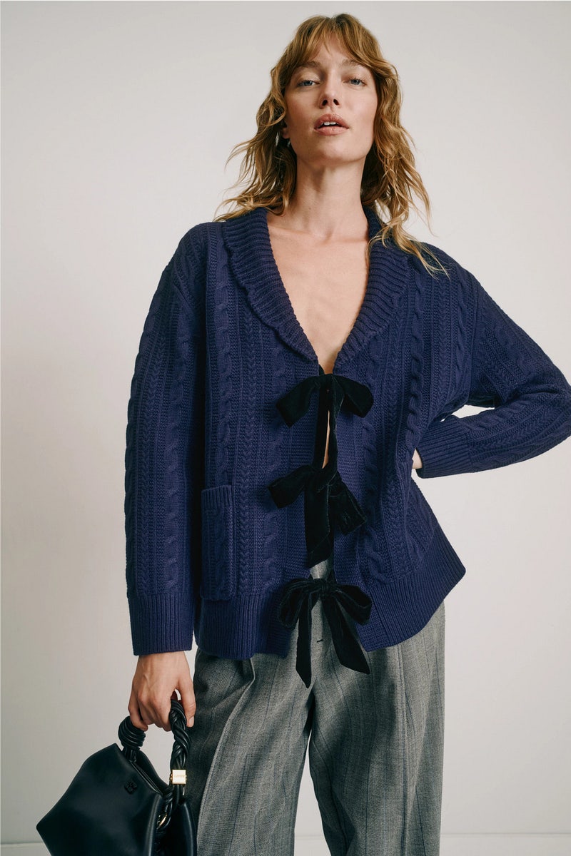 Velvet Bow Tie Cardigan by Sea NY x RTR - Photo 0