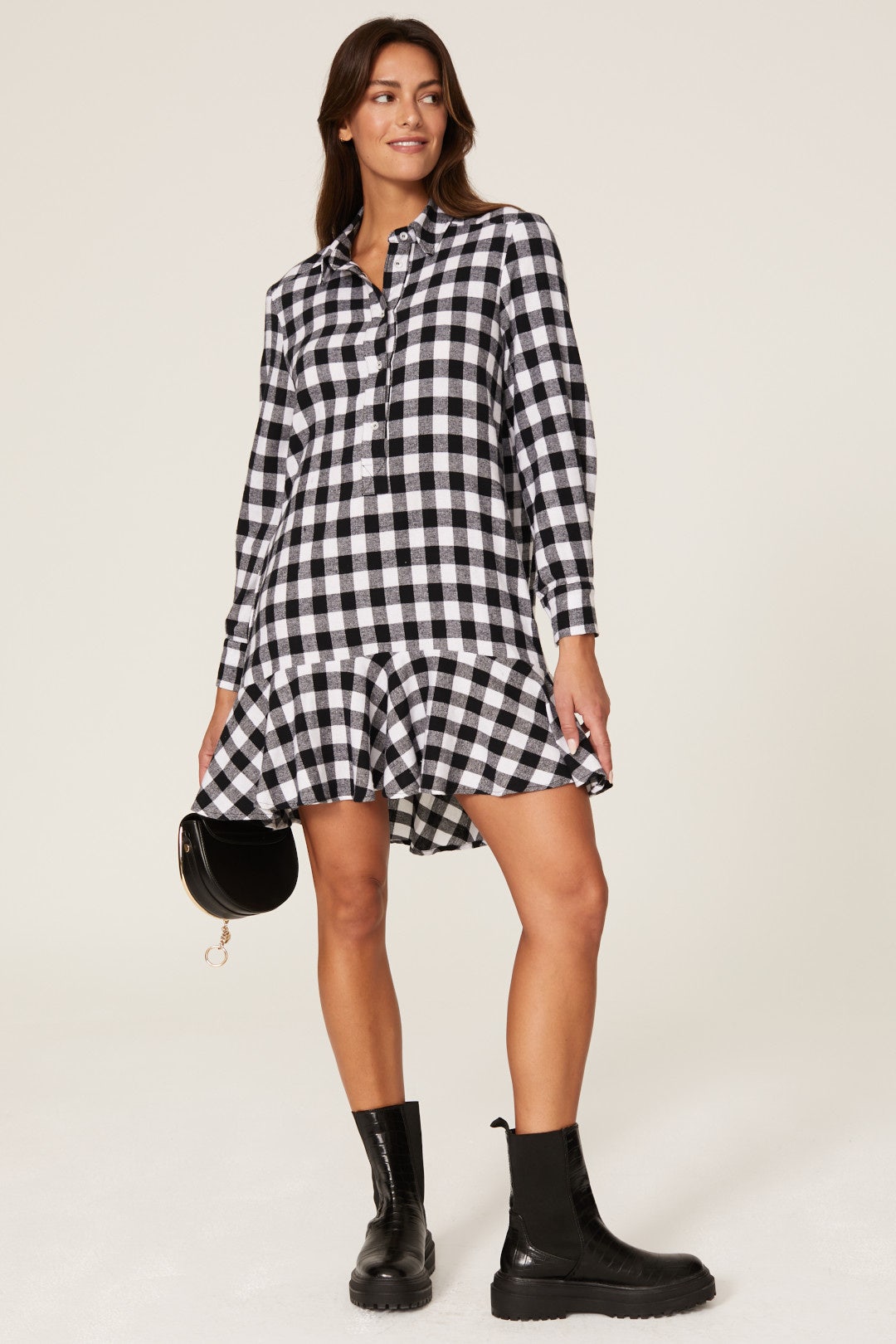 Buffalo Plaid Ruffle Dress by Slate & Willow 0