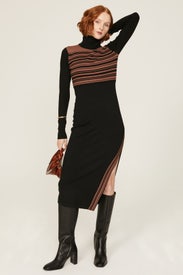 Blake Striped Turtleneck Dress by Toccin