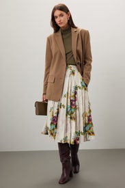 Floral Pleated Skirt by Tory Burch