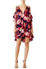 Rose Floral Cold Shoulder Dress by Dina Agam