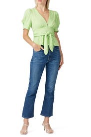 Lime Pinstripe Top by Moon River