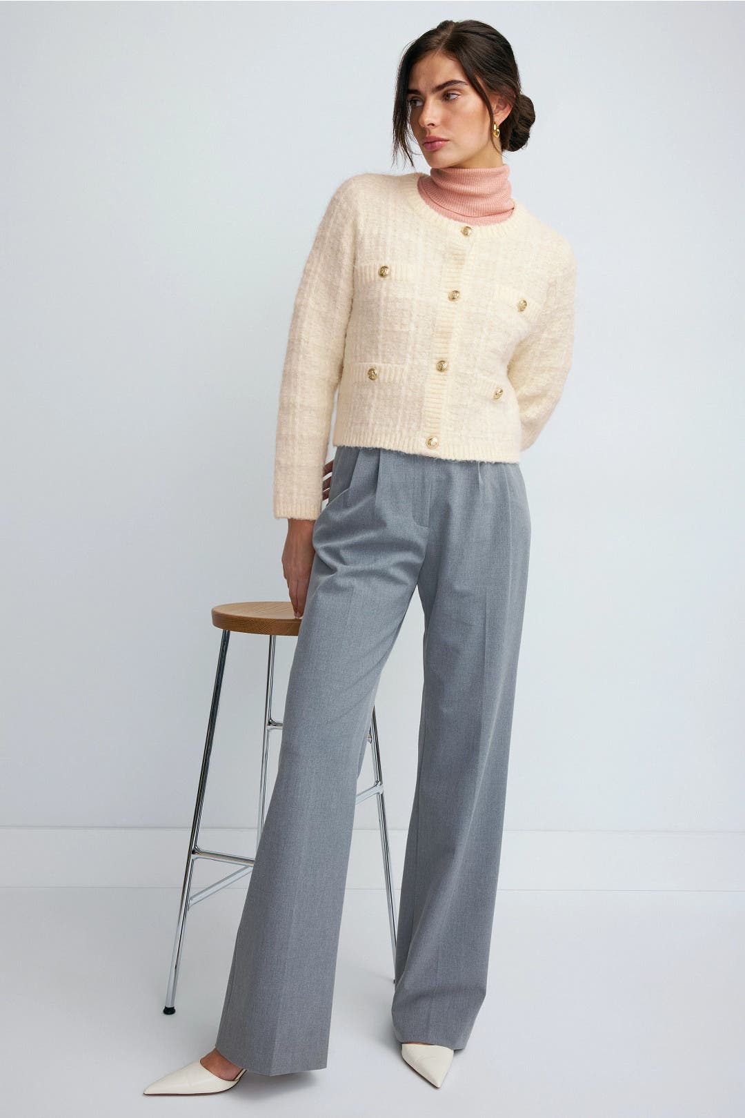 Peter Som x RTR Textured Knit Cardigan Cream