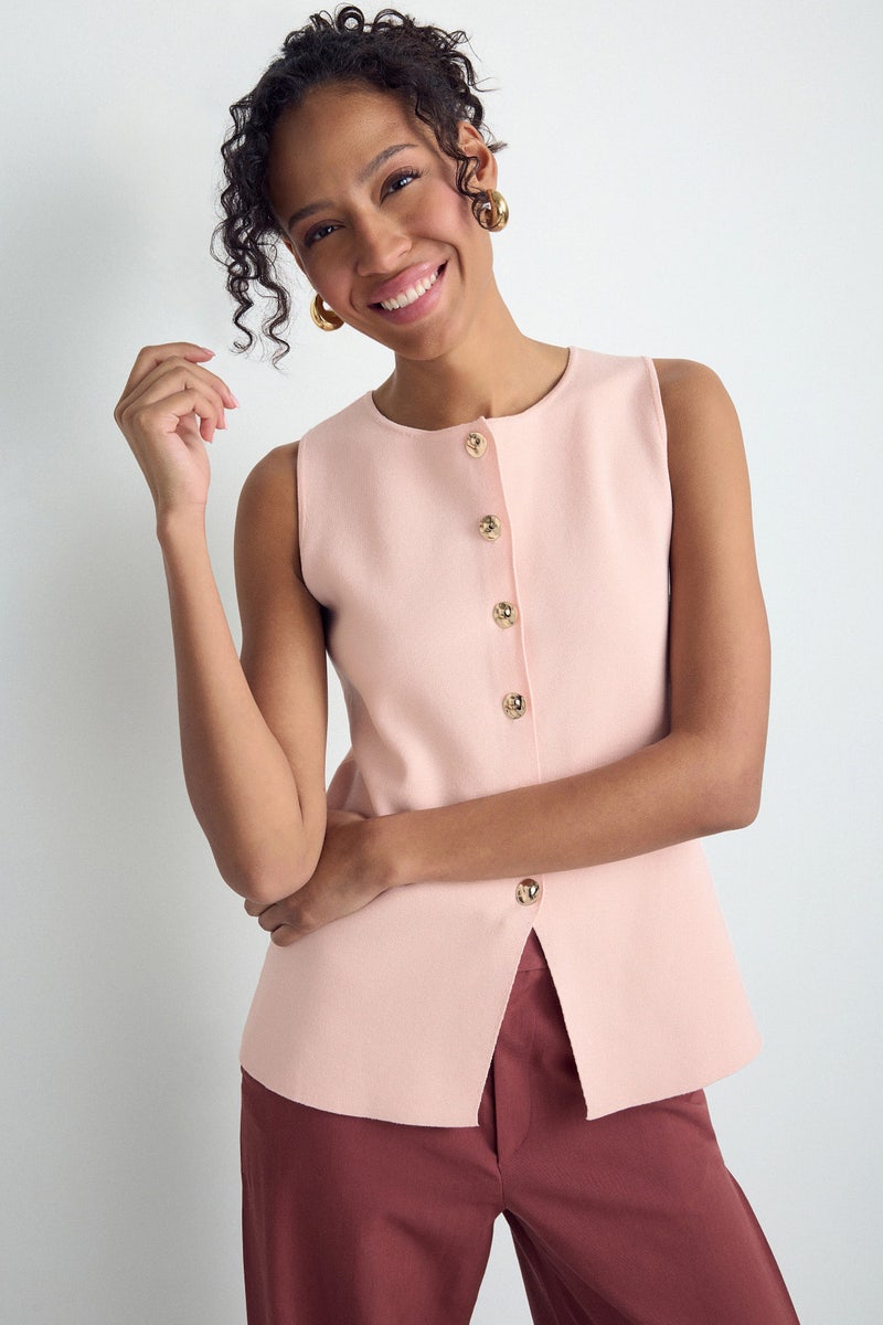 Sleeveless Crew Neck Button Down Vest by Ted Baker London - Photo 0