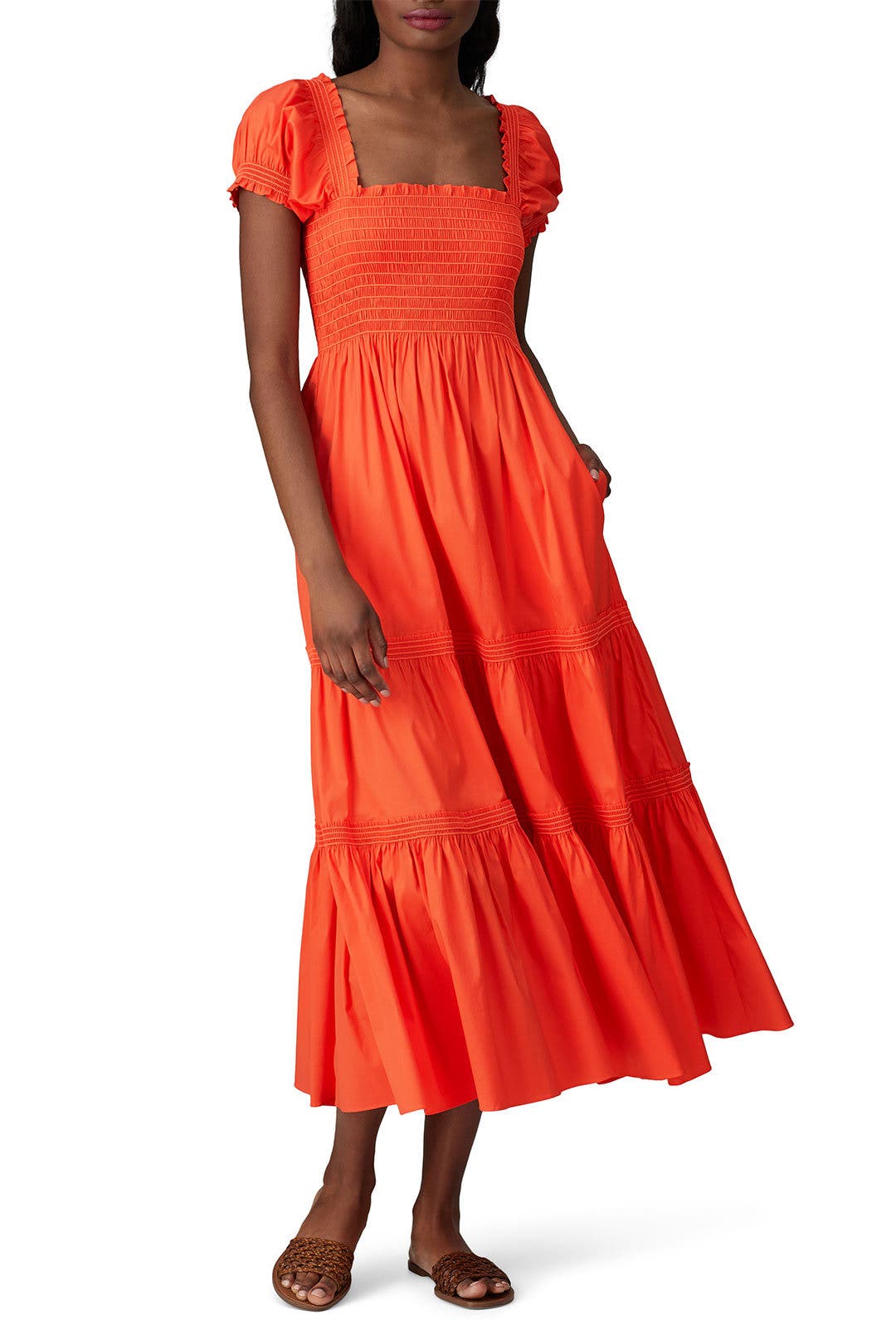 TORY BURCH ワンピース 服 25 Smocked midi dress1070323 TORY BURCH Smocked cotton-voile midi dress | NET-A-PORTER