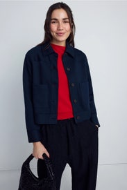 Lightweight Button Up Cropped Jacket by VINCE.