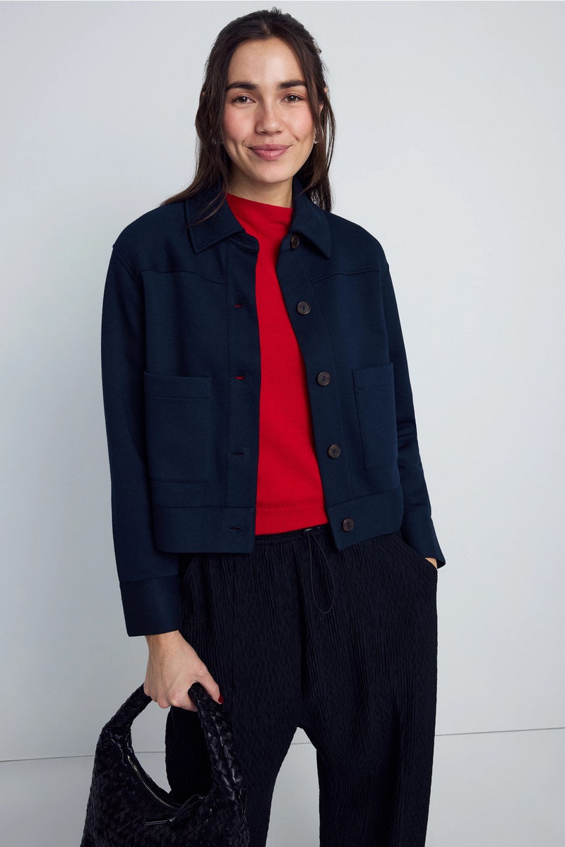 Lightweight Button Up Cropped Jacket by VINCE. - Photo 0