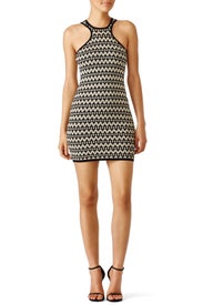 Gold Abstract Stripe Sheath by Ali & Jay