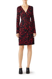 Leaf Print Wrap Dress by Diane von Furstenberg