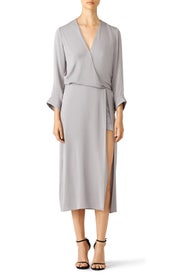 Grey Silver Faux Wrap Dress by HALSTON