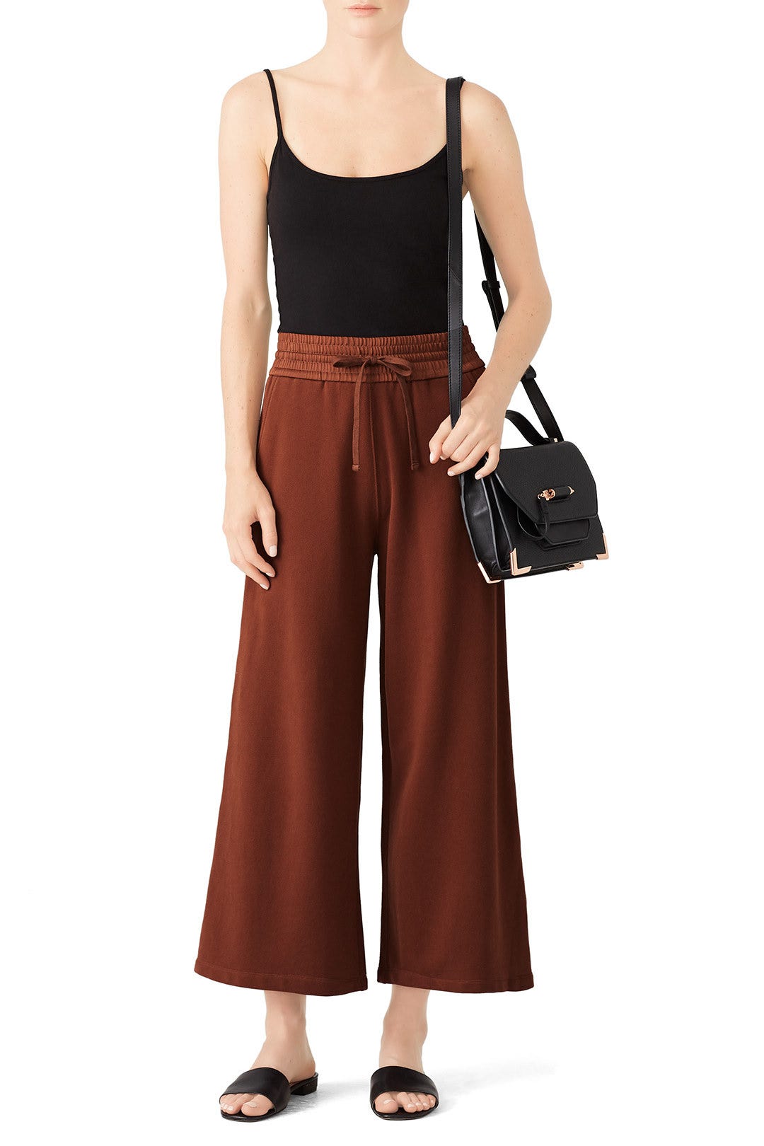Rust Cropped Knit Culotte by VINCE. 0