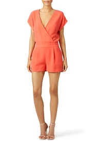 Coral Emerson Crepe Romper by Diane von Furstenberg