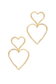 Double Heart Statement Pave Earrings by Joanna Laura Constantine