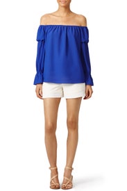 Blue Peasant Blouse by Nicole Miller