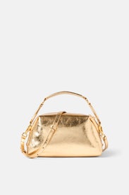 Gold Leather Clutch by Sandro