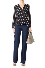 Striped Faux Wrap Top by Slate & Willow