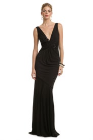 Black Seductive Sequin Gown by David Meister
