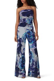 Blue Strapless Jumpsuit by Fuzzi