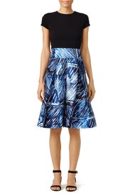 Blue Scribble Print Culottes by Milly
