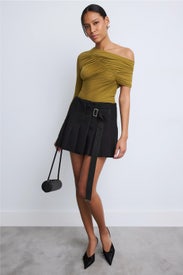Pleated Buckled Mini Skirt by Plan C
