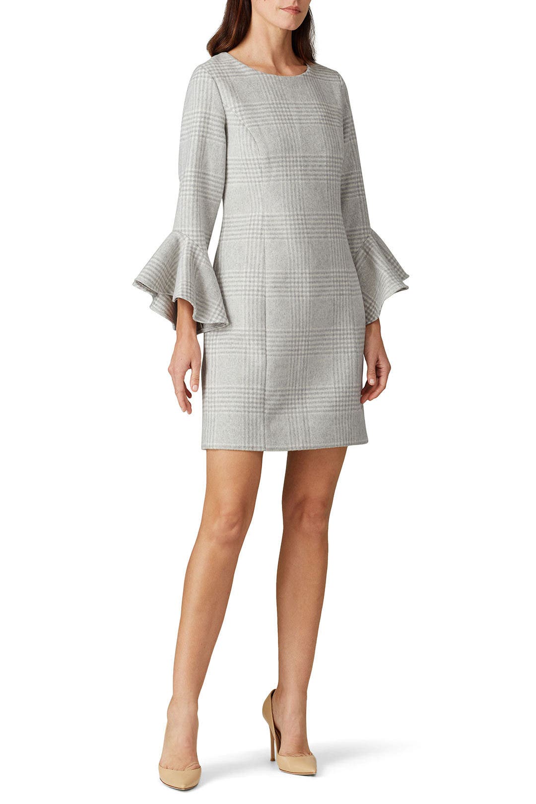 Grey Plaid Ruffle Sleeve Dress by Sail to Sable 0